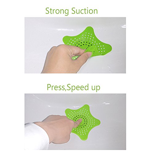 Ducha Desagüe Captador de Pelo Drenaje Red de Filtro de Desagüe Para Baño Bañera y Cocina,Estrella de Mar Filtro Fregadero de Goma, 4 Pack