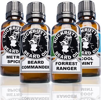 DUCKBUTTER Aceite Para Barba de Duck Butter - Paquete Beardsman - 4 Aromas con Juego de Cepillo y Peine para Regalo | Beardsman Pack
