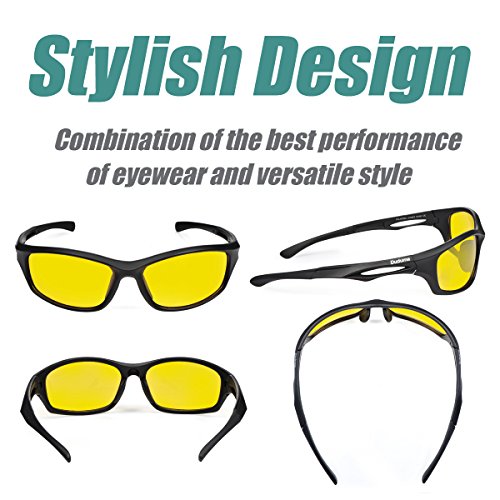 Duduma Gafas de Sol Deportivas Polarizadas Para Hombre Perfectas Para Esquiar Golf Correr Ciclismo TR90 Súper Liviana Para Hombre y Para Mujer (marco mate negro con lente amarilla)
