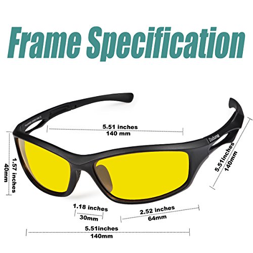 Duduma Gafas de Sol Deportivas Polarizadas Para Hombre Perfectas Para Esquiar Golf Correr Ciclismo TR90 Súper Liviana Para Hombre y Para Mujer (marco mate negro con lente amarilla)