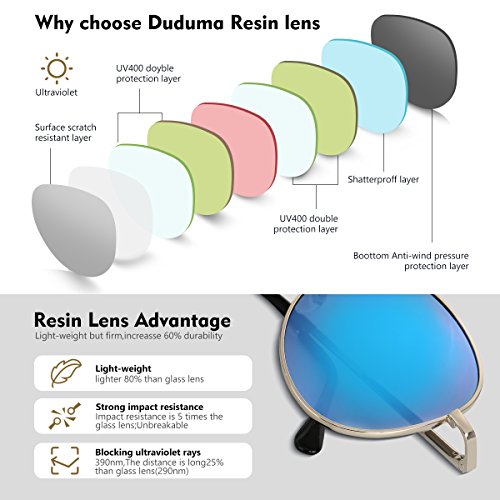Duduma Lente Antirreflejante Completo UV400 Gafas de Sol con Diseño de Moda Retro Para Hombre y Para Mujer.