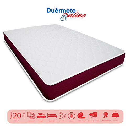 Duérmete Online Colchón viscoelástico Lyla Reversible (Cara Invierno-Verano) | Muy Transpirable | Fabricado en ESPAÑA, 90x200