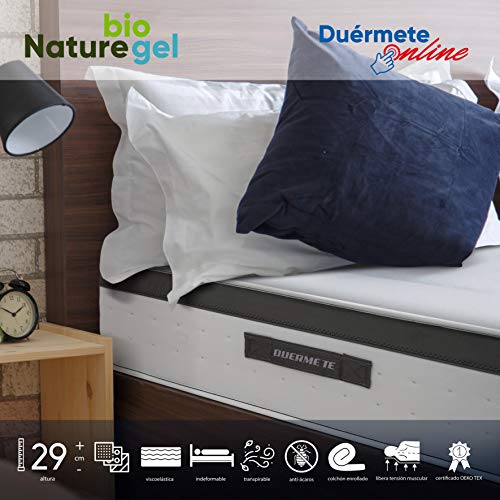 Duérmete Online - Colchón Viscoelástico Nature Biogel | Altura 29cm | Confort Máximo | Tejido Termorregulador, 135x190