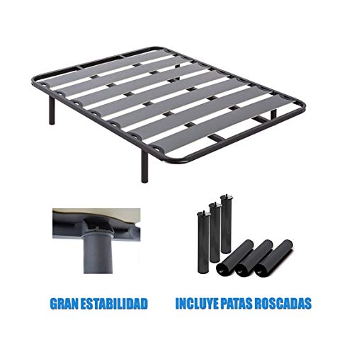 Duérmete Online Pack Ahorro Cama Completa con Colchón Viscoelástico Visco Premium Biogel + Somier Lama Ancha + Patas Roscadas, 105x190