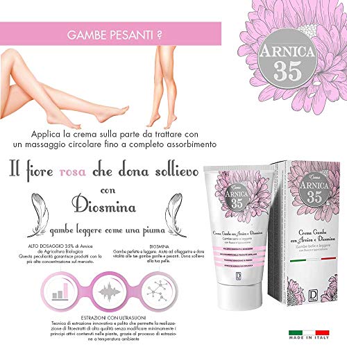 Dulàc - Crema para Piernas pesadas y cansadas - 150 ml - Piernas bonitas y ligeras con Àrnica, Diosmina, Rusco y Castaño de Indias - 100% Made in Italy - Arnica 35