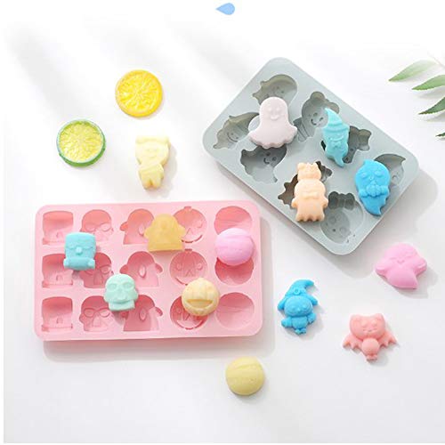 Dulau 2 Piezas Molde de Silicona, Moldes de Calabaza Fantasma de Halloween, Moldes de Silicona para Decoración de Pasteles, Moldes de Chocolate, para Galletas Magdalenas Jabones