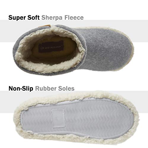 Dunlop Zapatillas Casa Mujer | Zapatillas Calienta Pies Invierno Cerradas | Pantuflas de Casa Regalo para Mujer | Botas Altas Forradas de Borreguito Suela de Goma Dura (37 EU, Gris)