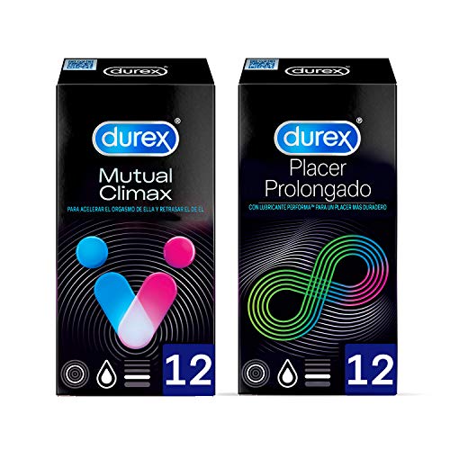 Durex Durex Preservativos Placer Prolongado 12 Condones + Preservativos Mutual Climax 12 Condones 80 g