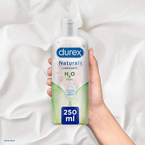 Durex Naturals H2O Lubricante, 100% Natural Sin Fragancia, Colorantes ni Agentes Irritantes – 250ml