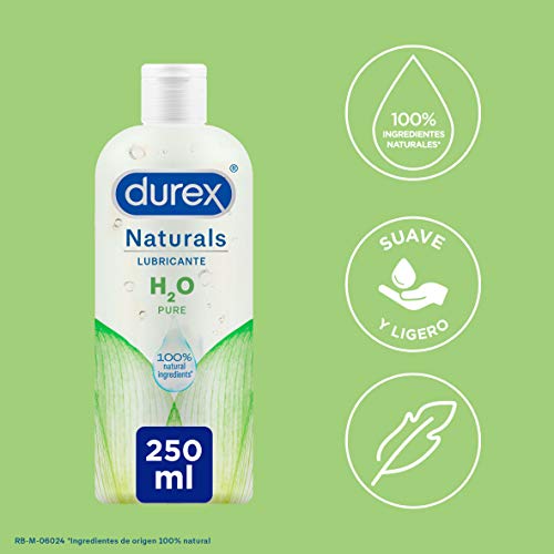 Durex Naturals H2O Lubricante, 100% Natural Sin Fragancia, Colorantes ni Agentes Irritantes – 250ml