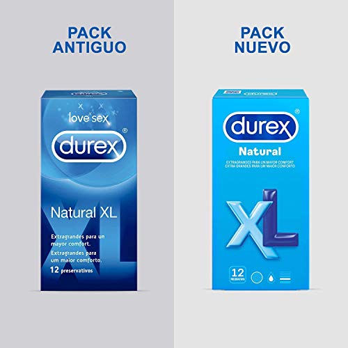 Durex Preservativos Originales Natural Plus Talla XL - 12 condones más grandes