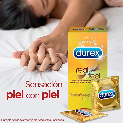 Durex Preservativos Real Feel + Lubricante Perfect Connection base silicona - 24 condones + 50ml
