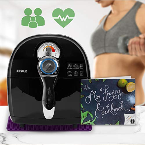 Duronic Af1 /Bk Freidora Sin Aceite de Aire Caliente 1500W - Cocine Sin Grasas ”“ Capacidad 2,2L -Temperatura Regulable y Temporizador ”“ Incluye Libro de Recetas ”“ Prepare Platos Más Sanos