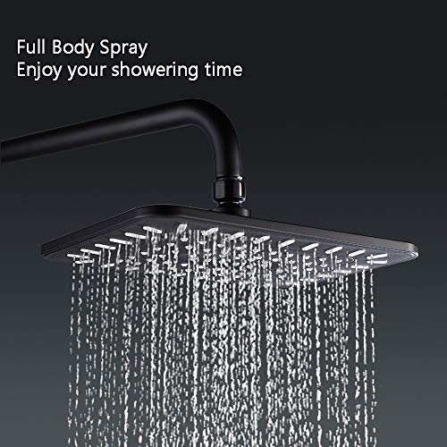 DUTRIX Set de Ducha Termostatica Negro, Columna de Ducha Termostático con Rociador Ducha Lluvia 26x20cm, Alcachofa de Ducha