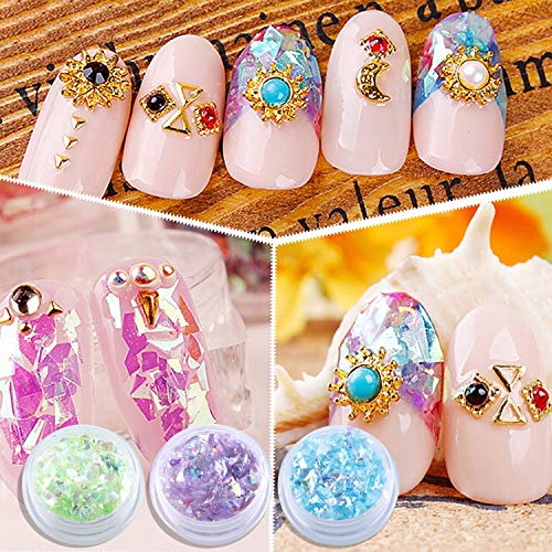 Duufin 80 Tipos de Nail Art Foil Glitter para Uñas con Pinceles para Uñas y Pieza Pinza para Decoración de Arte de Uñas