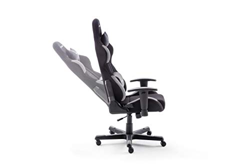 DX Racer 5 Robas Lund, - Silla de escritorio/oficina/ gaming, Negro/Gris, 74 x 52 x 123-132 cm, madera, con ruedas, altura ajustable, tapizada, reposabrazos