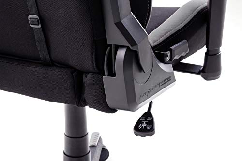 DX Racer 5 Robas Lund, - Silla de escritorio/oficina/ gaming, Negro/Gris, 74 x 52 x 123-132 cm, madera, con ruedas, altura ajustable, tapizada, reposabrazos