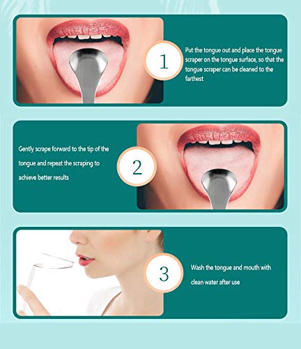 DXIA 3Pcs Raspador de lengua,Limpiador lingual de Acero inoxidable, Raspador de Alimentos,Naturalmente Antimicrobiano y Previene Enfermedades de Salud Oral, Combatir el Mal Aliento (Rosa)