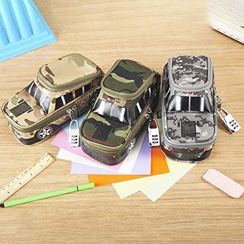 DXQDXQ Estuche Escolar de Gran Capacidad Bolsa de Lápiz Lapicero con Bloqueo de Código for Material de Papelería Maquillaje Cremallera Doble Forma del Coche for Estudiantes en Escuela (Color : 2)