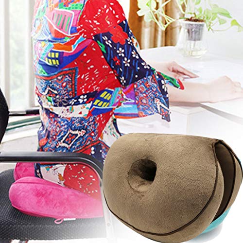 Dynamovolition La Almohada Plegable de Felpa Multifuncional Hermosa cojín del Asiento de la Cadera Puede acomodar la Almohada Multiusos - café