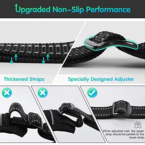 Eagloo Arnes Perro Grande Mediano, Arnes Antitirones Perro, Chaleco Acolchado Ajustable, Correa al Cuello y Pecho Duradero y Transpirable con Cinta Reflectante, para Ejercer Correr Coche, L/Negro