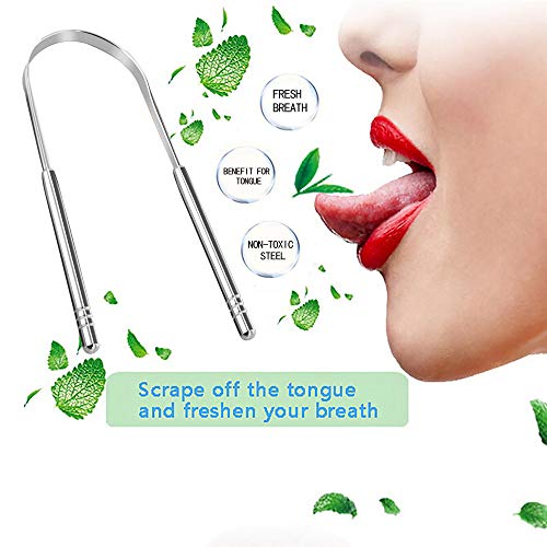 Ealicere 2pcs Raspador de lengua, Acero inoxidable Limpiador de Lengua, Limpiadores de lengua Usado para Limpiando la boca Limpador lengua tongue scraper combatir el mal aliento