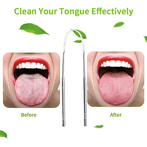 Ealicere 2pcs Raspador de lengua, Acero inoxidable Limpiador de Lengua, Limpiadores de lengua Usado para Limpiando la boca Limpador lengua tongue scraper combatir el mal aliento