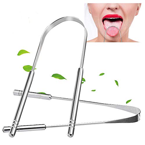 Ealicere 2pcs Raspador de lengua, Acero inoxidable Limpiador de Lengua, Limpiadores de lengua Usado para Limpiando la boca Limpador lengua tongue scraper combatir el mal aliento