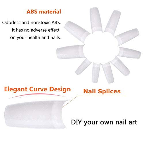 Ealicere 500 Piezas Uñas Falsas Artificiales de Acrílico Francesa Natural Puntas de Uñas de Manicura con Caja para Mujeres Chicas …