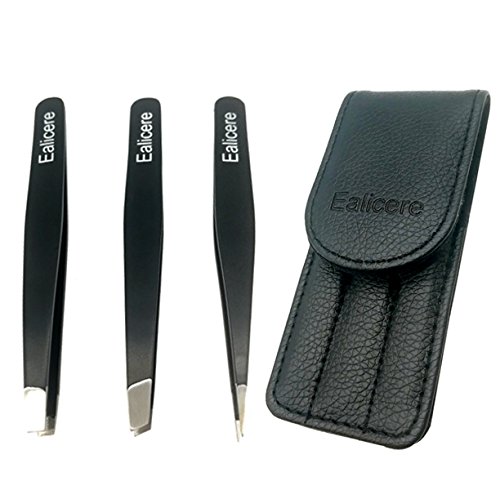 Ealicere Pinzas para cejas 3 en 1 oblicuas + puntiagudas + rectas para,usado para cejas y cabello