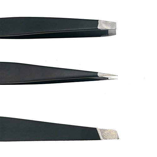 Ealicere Pinzas para cejas 3 en 1 oblicuas + puntiagudas + rectas para,usado para cejas y cabello