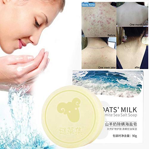 earlyad Jabón Facial Leche de Cabra Mineral Natural Sal de Mar Jabón Limpiador Control de Aceite Jabón Hidratante