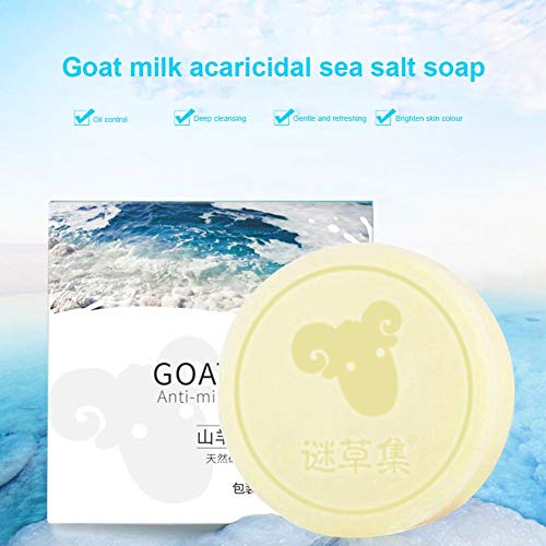 earlyad Jabón Facial Leche de Cabra Mineral Natural Sal de Mar Jabón Limpiador Control de Aceite Jabón Hidratante