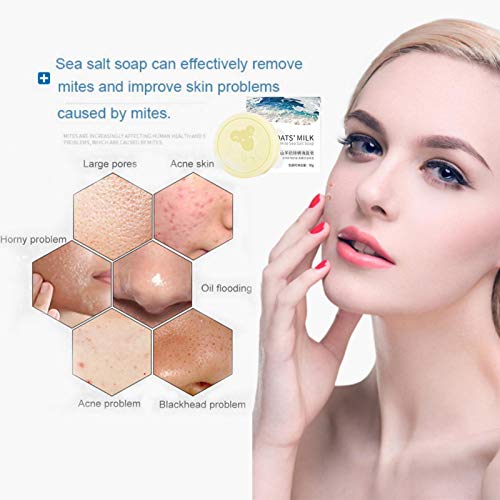 earlyad Jabón Facial Leche de Cabra Mineral Natural Sal de Mar Jabón Limpiador Control de Aceite Jabón Hidratante