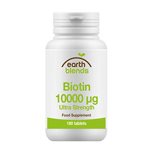 Earth Blends - Biotina 10000 μg, vitaminas del complejo B, para adultos (180 comprimidos)