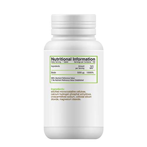 Earth Blends - Biotina 5000 μg, Vitaminas del complejo B, para adultos (180 comprimidos)