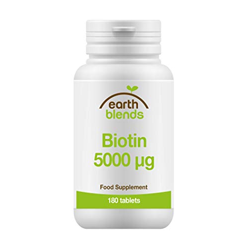 Earth Blends - Biotina 5000 μg, Vitaminas del complejo B, para adultos (180 comprimidos)