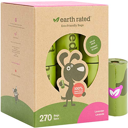 Earth Rated - Pack de bolsas para recoger excrementos de perro, Olor a Lavanda , 18 Rollos (270 unidades)
