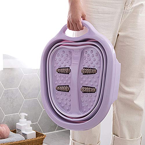 EASYBUY - Juego de herramientas para lavabo, cubo de masaje espumante, plástico de goma portátil para pies para accesorios del hogar (púrpura)