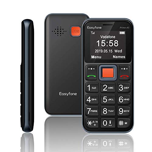 Easyfone Prime-A5 Teléfono Móvil para Personas Mayores con Teclas Grandes y botón SOS, Fácil de Usar Móviles para Ancianos con Base cargadora