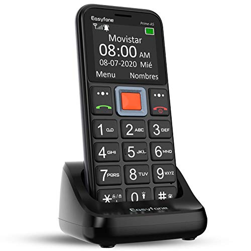 Easyfone Prime-A5 Teléfono Móvil para Personas Mayores con Teclas Grandes y botón SOS, Fácil de Usar Móviles para Ancianos con Base cargadora