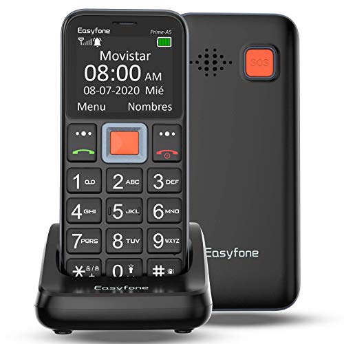 Easyfone Prime-A5 Teléfono Móvil para Personas Mayores con Teclas Grandes y botón SOS, Fácil de Usar Móviles para Ancianos con Base cargadora