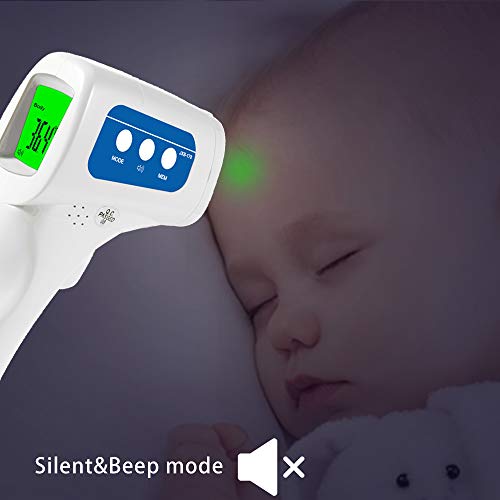 Easy@Home 3 en 1 termómetro de frente infrarrojo sin contacto, pantalla digital retroiluminada de tres colores Temperatura de lectura instantánea de bebés, marca compartida