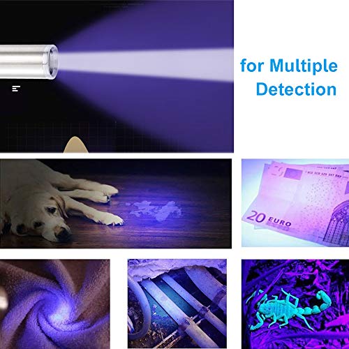 EasyULT Linterna UV 365nm, Lámpara de Mano Ultravioleta, Detector Ultravioleta para Detectar Orina de Mascotas en Alfombra