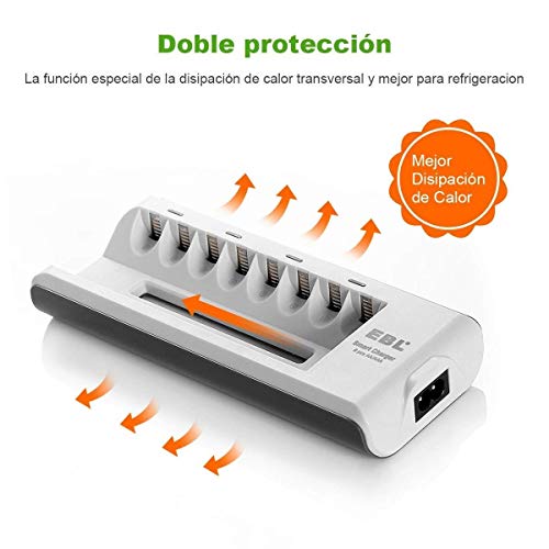 EBL 808A 8 Bay AA AAA Cargador de Batería con 8 Piezas de AAA 800mAh Ni-MH Pilas Recargables