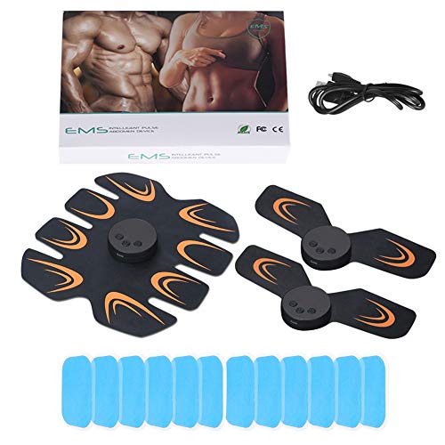 Echoice Electroestimulador Muscular Abdominales USB Recargable Masajeador Eléctrico Cinturón EMS Trainer para Abdomen Brazo Piernas, con 12 Gel Hojas