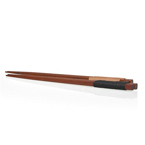 Ecloud Shop® Conjunto de 2 estilo japonés tradicional vajilla sólida de la castaña palillos de color marrón con Negro Encuadernación Tema