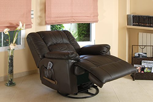 ECO-DE Sofá de Masaje Balancín Giratorio en Piel con Calor Lumbar ECO-8615 Negro