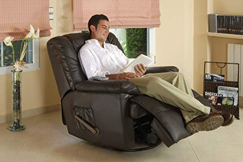 ECO-DE Sofá de Masaje Balancín Giratorio en Piel con Calor Lumbar ECO-8615 Negro