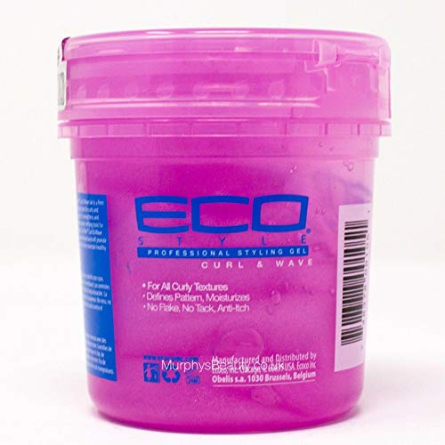 ECO - Gel fijador profesional Curl & Wave ("rizos y ondulaciones") para todo tipo de cabellos, 240 ml, rosa.